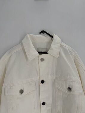 Loulou Studio Dave Denim Trucker Style Jacket In Ivory